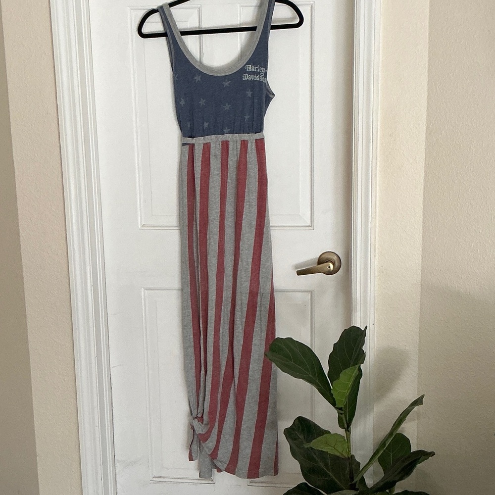Harley-Davidson Blue and Red Maxi Dress